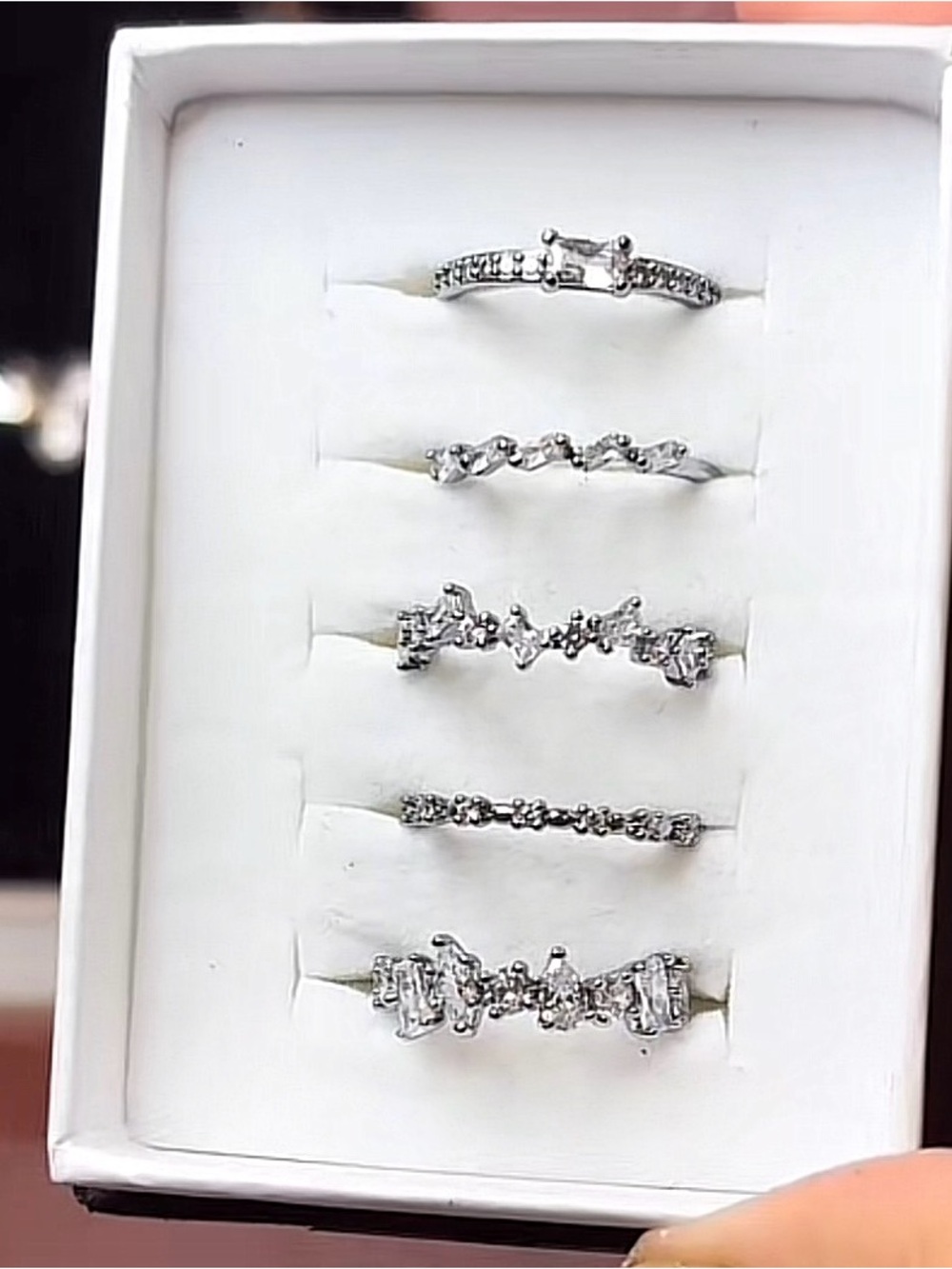 Bomb Party Luxe Babds Cubic Zirconia Stackable Ring Set size 6